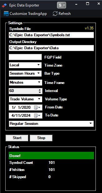 Epic Data Exporter